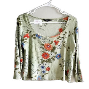 Vintage Y2K Floral Beaded Top Women’s Chandry Green Medium